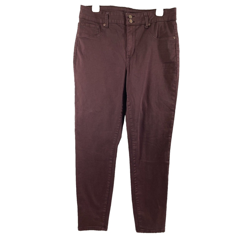 Maurice Jeans Womens Large 32"‎ W Burgundy Denim Stretch High Rise Skinny Casual